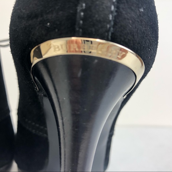 Burberry black suede peep-toe ankle boots 37.5 - Picture 5 of 11